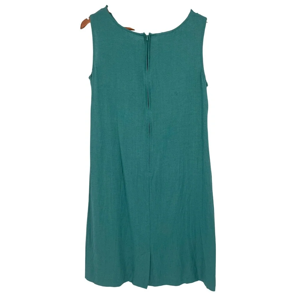 Vintage Y2K Coldwater Creek Jacket‎ Dress Set Medium Teal Eyelet Linen Blend